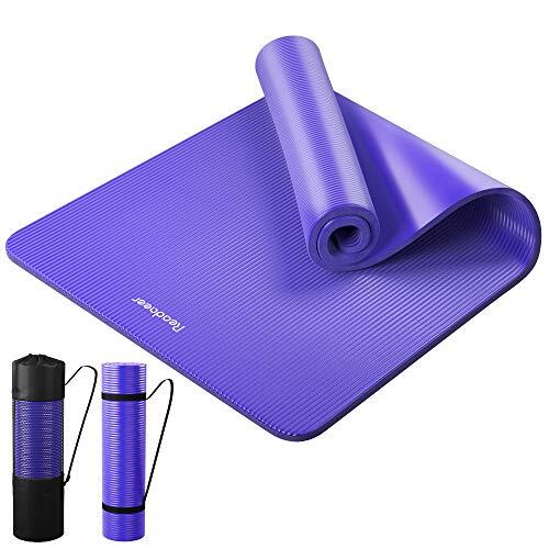 Reodoeer ヨガマット トレーニングマット エクササイズマット 収納バンド 収納バッグ付き 厚さ10mm (パープ