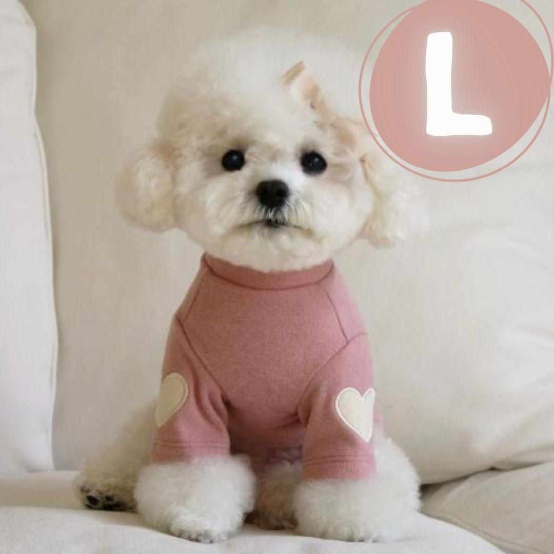 ドッグウェア　犬　服　トレーナー　L　ピンク　ハート　ワンポイント