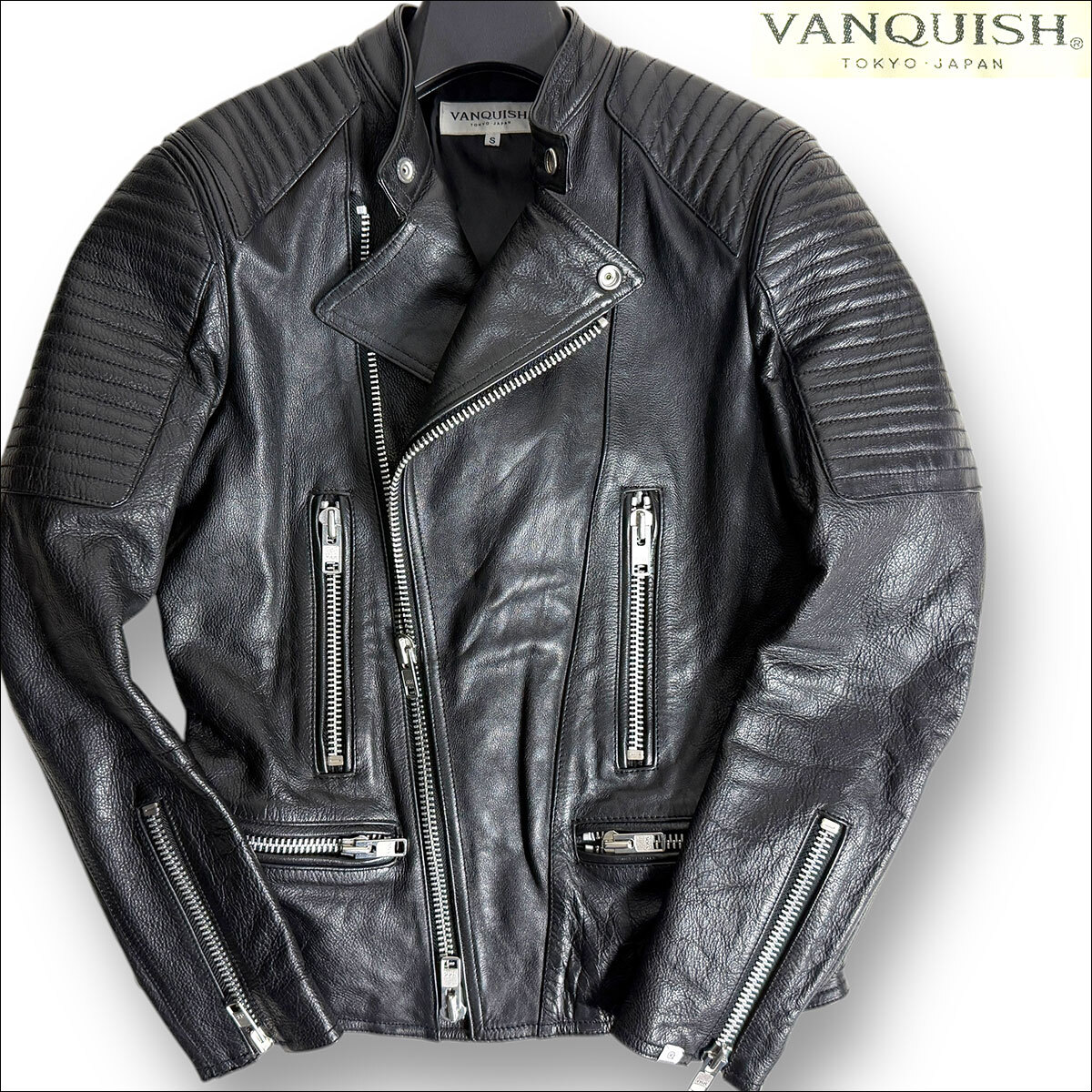 J3099 美品 ヴァンキッシュ バッファローレザーダブルライダースジャケット J3099 美品 ヴァンキッシュ バイカー バッファローレザー ダブル