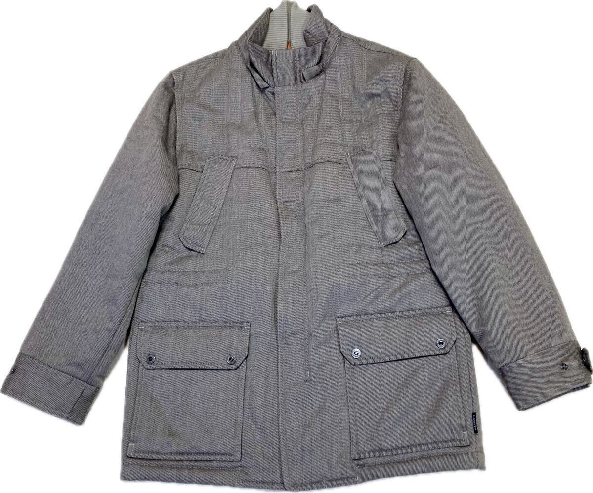 美品★ランバンスポーツ♂ピュアウール中綿スポーツジャケット★茶グレー_画像1