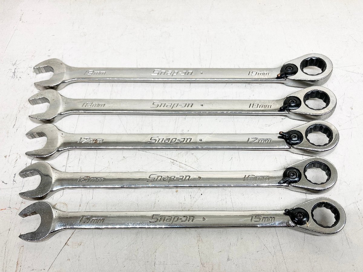 ★中古★5本セット スナップオン Snap-on ラチェットコンビネーションレンチ SOEXRM15/16/17/18/19 ハンドツール ギアレンチ 板ラチェ)岡b