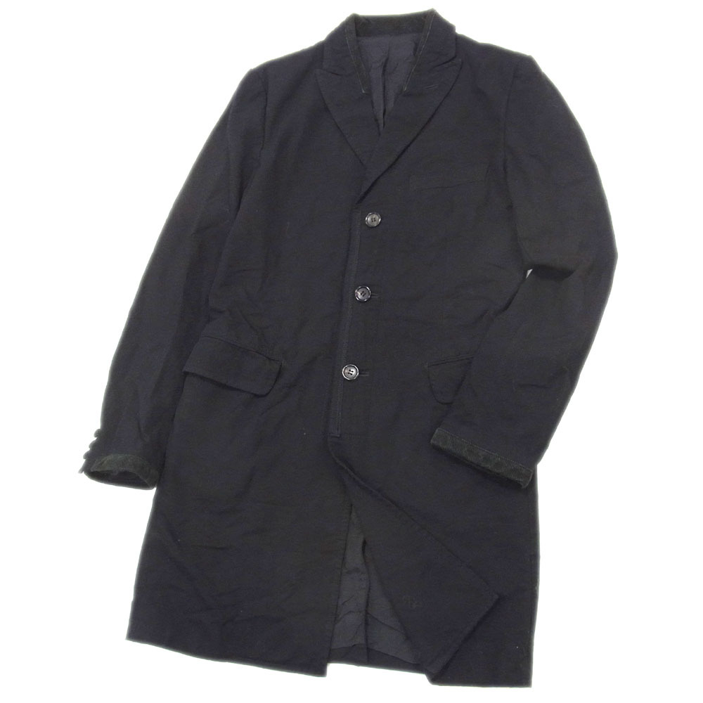 定価10萬円以上●COMME des GARCONS HOMME コムデギャルソン チェスター コート ロング ブラック メンズ XSサイズ ナイロン ミリタリー