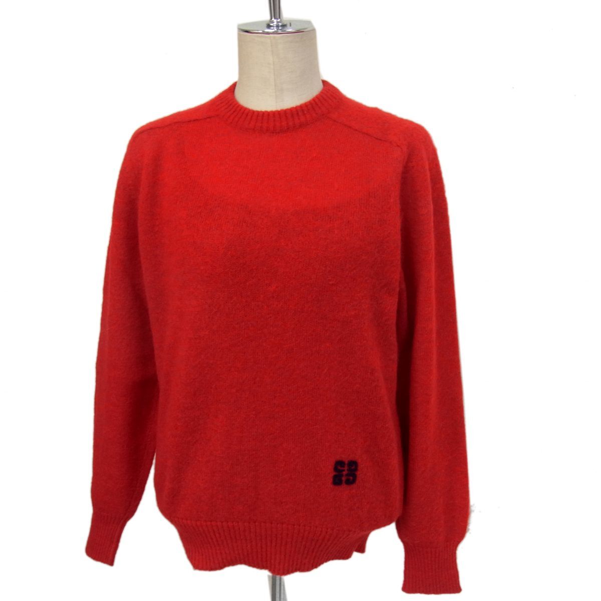  Vintage *GIVENCHY вязаный свитер красный Logo вышивка ji van si. осень-зима предмет женский 