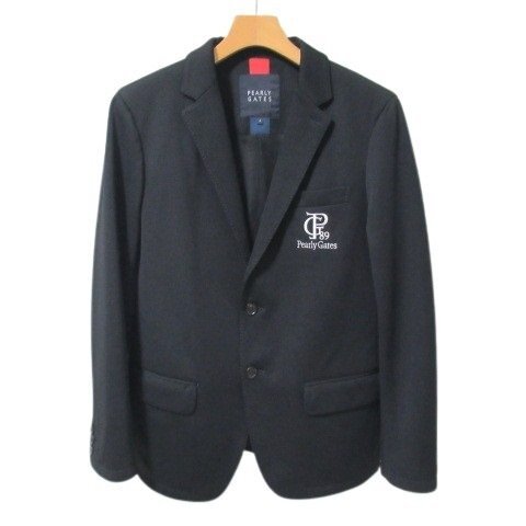 ☆パーリーゲイツ 美品 メンズ ストレッチダブルラッセル ジャケット ダークネイビー 4 （M）053-4123301 スポーツ PEARLY GATES◆OM12
