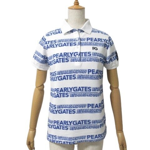 ☆パーリーゲイツ 美品 4口鹿の子 半袖ポロシャツ 白 ホワイト 1（M）日本製 055-2160434 PEARLY GATES【ネコポスOK】◆N12