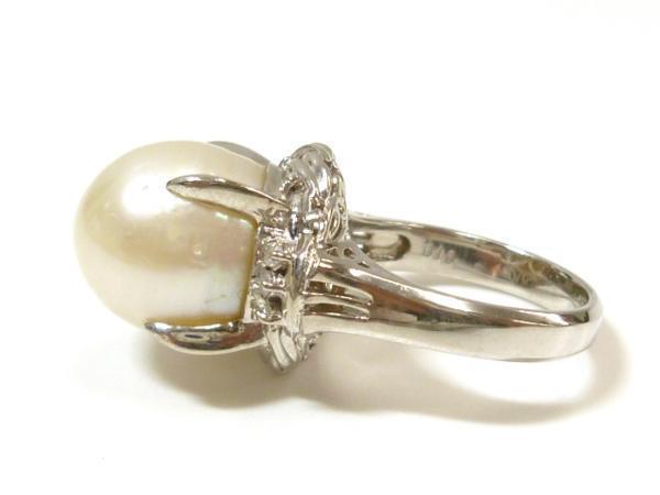 【Pt900】 豪華！大粒！パール12mm & ダイヤモンド プラチナ リング 10.5號 パーティー フォーマル 冠婚葬祭 Platinum Pearl Diamond◇J