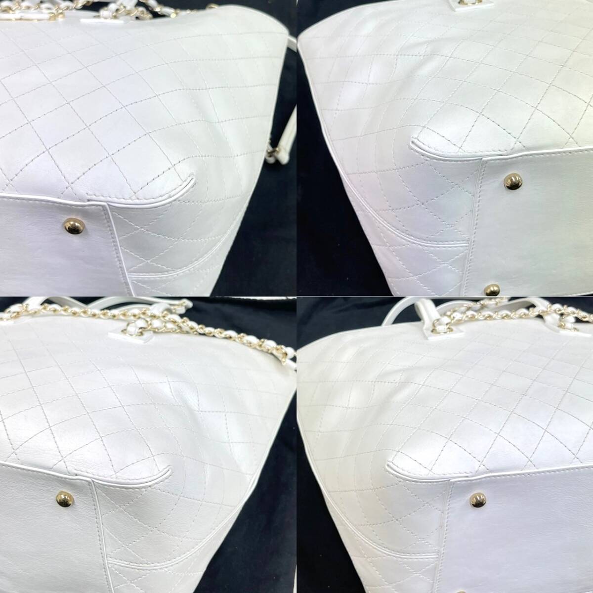 シャネル マトラッセ 2way ハンドバッグ 白 ゴールド金具 28番台 シャネル マトラッセ 2way ハンドバッグ 白 ゴールド金具 28番台