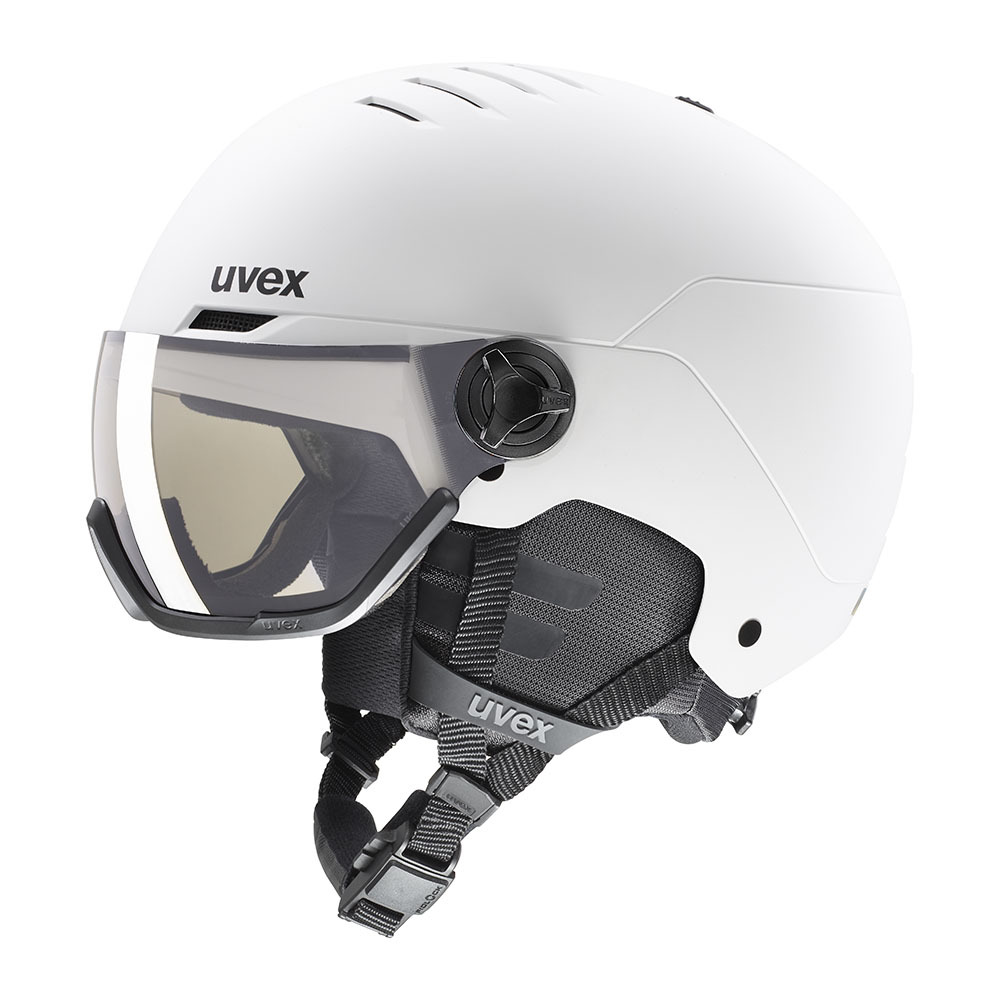 25UVEX wanted visor pro V　ホワイトマット　58-61(62)cm　レンズ：バリオマチック（調光）スモーク（S1-S3）定価￥41800