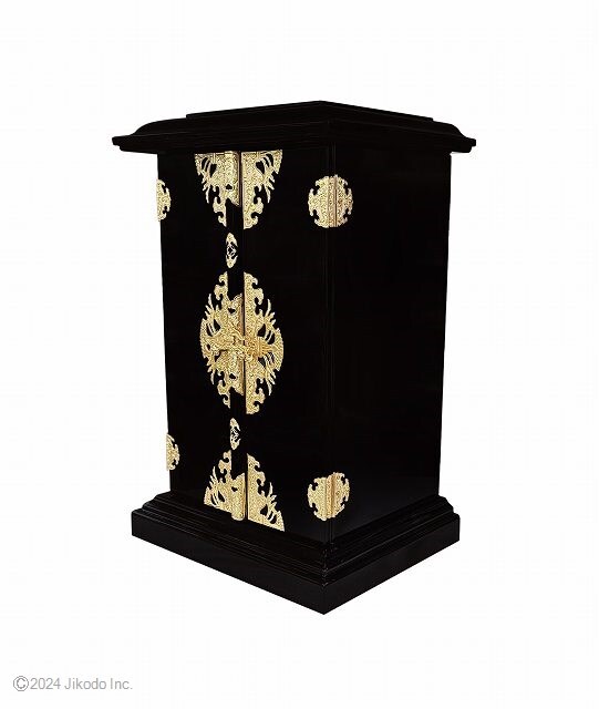 寺院仏具】朱塗り 内部金箔の角型厨子(扉に金具付き) 高さ45 寺院仏具】朱塗り 内部金箔の角型厨子(扉に金具付き) 高さ45