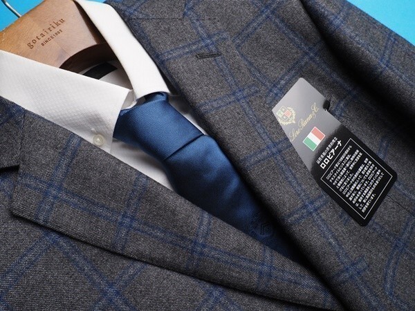 新品9.6万円 大手百貨店扱い 秋冬『Loro Piana ロロピアーナ 伊製生地』ウール100% 起毛 ウインドペン ジャケットA6灰(H) 3050060_画像4