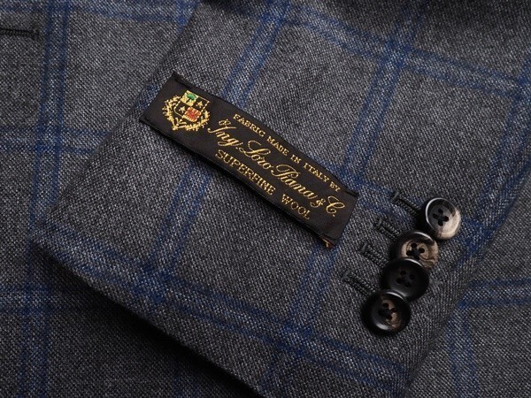 新品9.6万円 大手百貨店扱い 秋冬『Loro Piana ロロピアーナ 伊製生地』ウール100% 起毛 ウインドペン ジャケットA6灰(H) 3050060_画像6