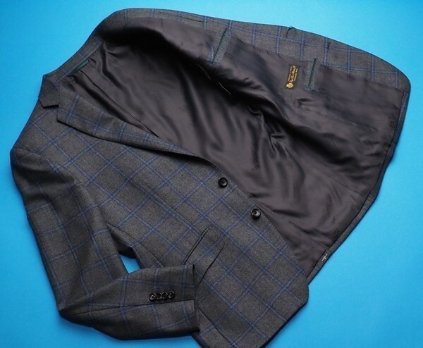 新品9.6万円 大手百貨店扱い 秋冬『Loro Piana ロロピアーナ 伊製生地』ウール100% 起毛 ウインドペン ジャケットA6灰(H) 3050060_画像3