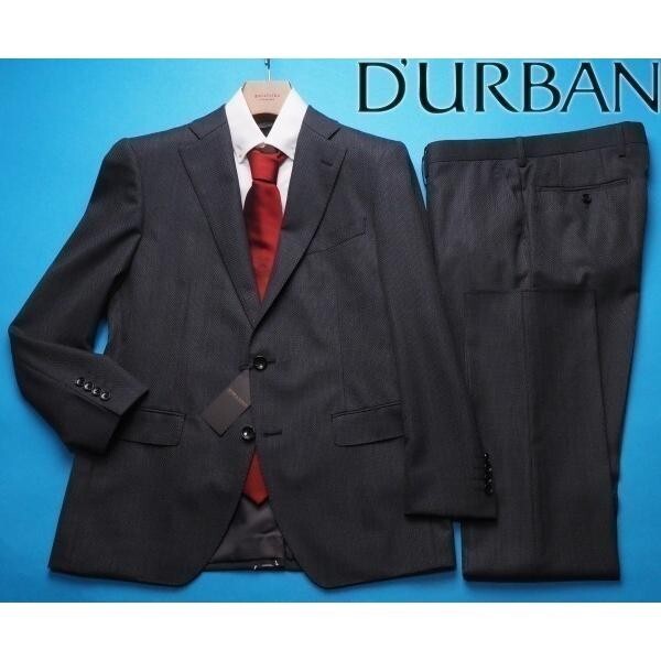 新品 STUDIO by DURBAN ダーバン 秋冬総裏 Super100'S 艶感ウール100% マイクロドビー織柄 スーツY7濃灰(97) 0400288_画像1