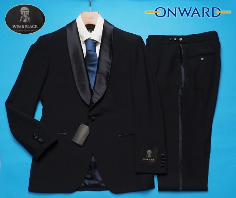 新品定価14萬円 gotairiku 五大陸 WEAR BLACK 秋冬 シルク襟 ショールカラー タキシード/スーツ38(A6)紺(075) LM0179