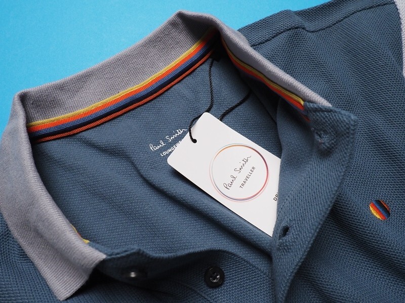 新品正規(guī)品 Paul Smith ポールスミス ストライプ刺繍 鹿の子 半袖ポロシャツMブルー(052) 30-7347