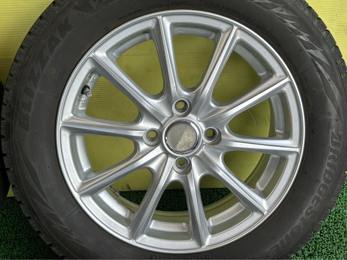 185/60R15 2019年スダットレス ブリヂストンブリザックVRX2 タイヤアルミセット 4穴 PCD100 ET+50 15×5.5J ハブ73mm