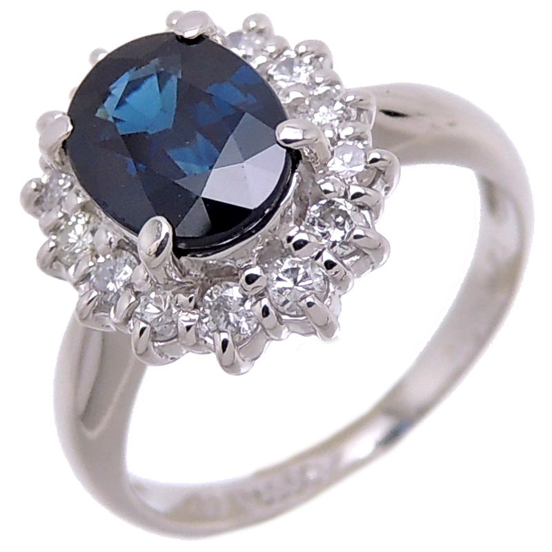 ［銀座店］Non Brand ノンブランド Pt850 1.47ct ブルー サファイア リング・指輪 Pt850プラチナ 9号 レディース DH75927