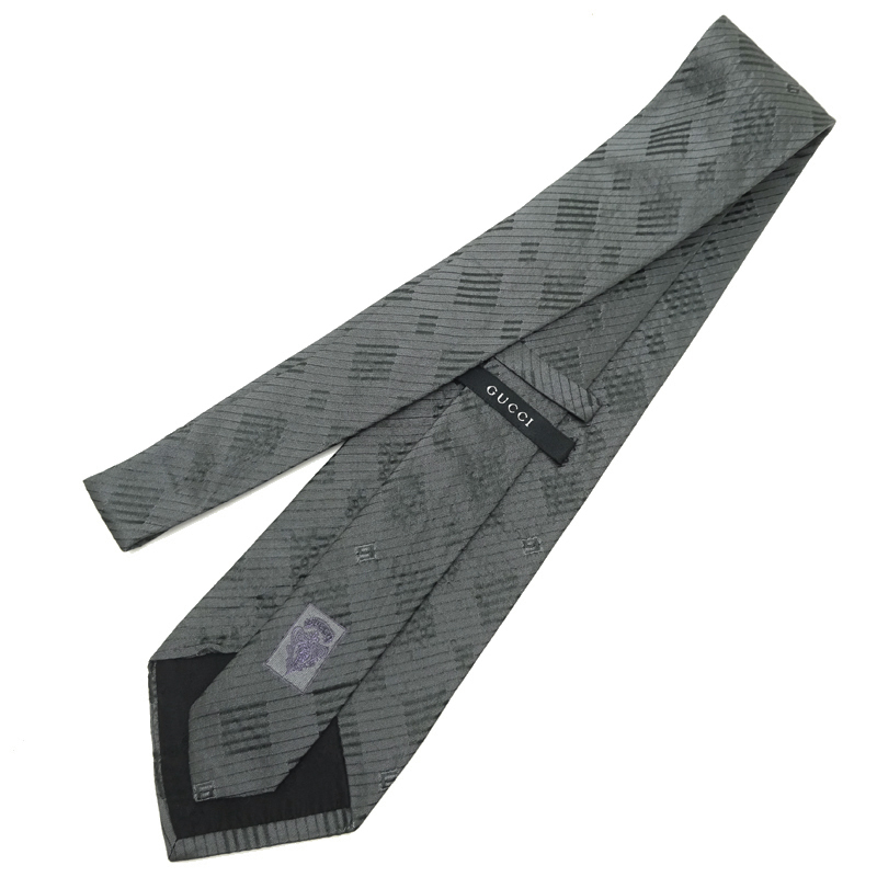 ［飯能本店］GUCCI グッチ ネクタイ シルク100％ グレー メンズ DH82165