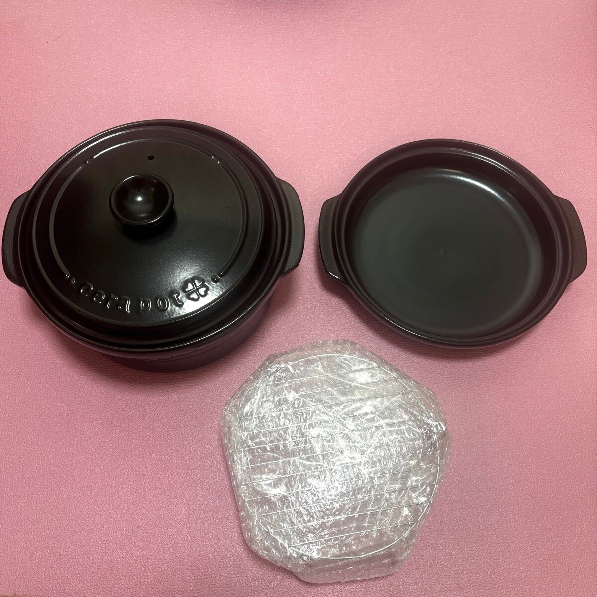 セラポットcerapotチャコールブラック&専用ステンレス金網&浅鍋 両手鍋