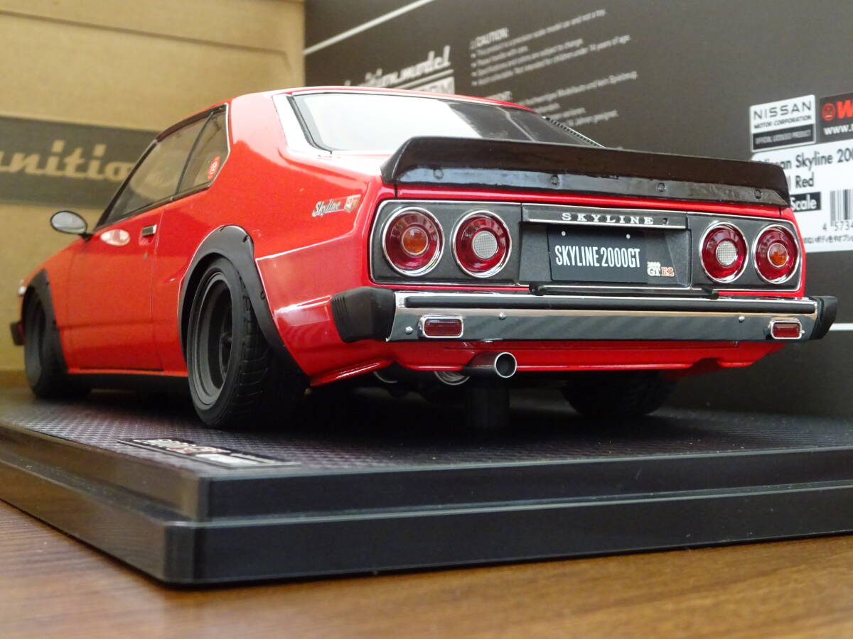 ☆元に戻る☆ライトカスタム☆IG3467☆1/18 Nissan Skyline 2000 GT-ES (C210) Red☆Rスポイラー付☆ジャパン☆イグニッション☆ignition☆