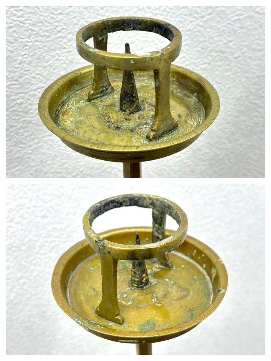 5440円 真鍮製 燭台 蝋燭立て 一対 寺院仏具 骨董 マッチ入れ 芯 5440円 真鍮製 燭台 蝋燭立て 一対 寺院仏具 骨董 マッチ入れ 芯