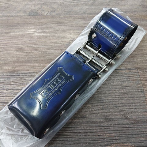 【未使用展示品】KNICKS ニックス アドバンガラス革 3連チェーンタイプ 鳶レベルホルダー ブルー