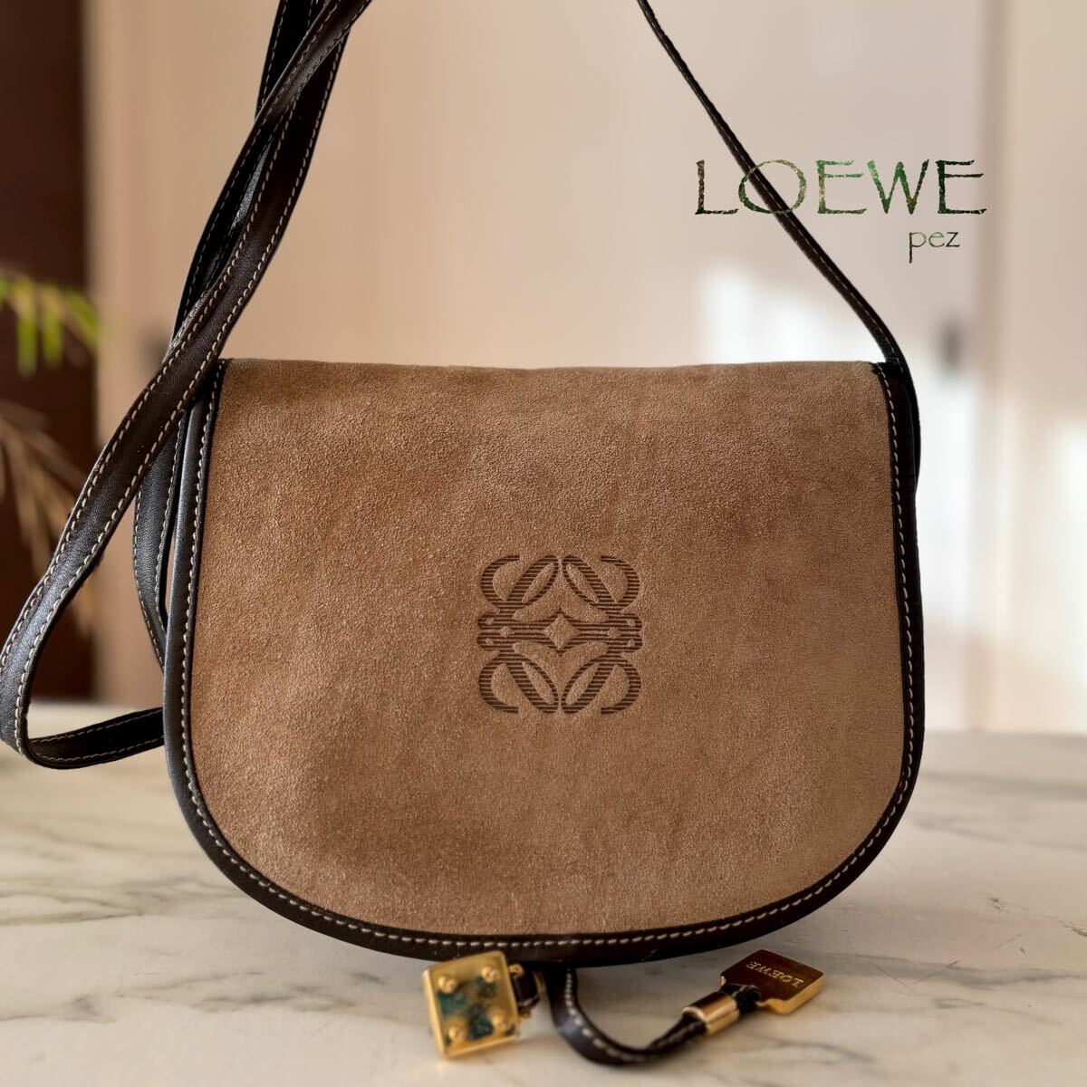 極美品 LOEWE ロエベ アナグラム レザーショルダーバッグ レディース 