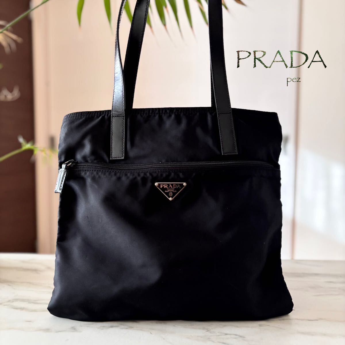 極美品 PRADA プラダ テスート トートバッグ*メンズ レディース ハンド ブラック 黒 軽量 フォーマル ビジネス 通勤