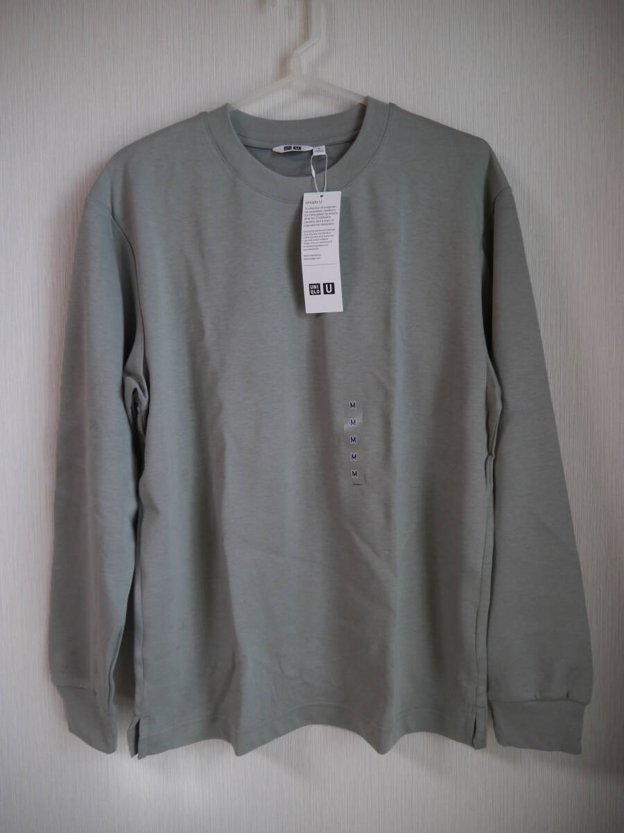 新品 ユニクロ UNIQLO エアリズムコットン クルーネック 長袖Ｔシャツ M モスグリーン