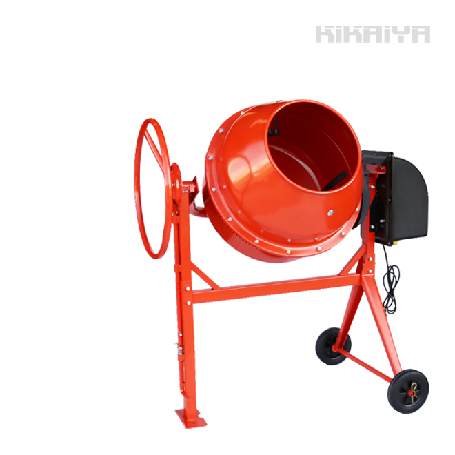 コンクリートミキサー ドラム容量 130L 練上量 65L 電動モーター式 混練機 かくはん機 キャスター付き KIKAIYA