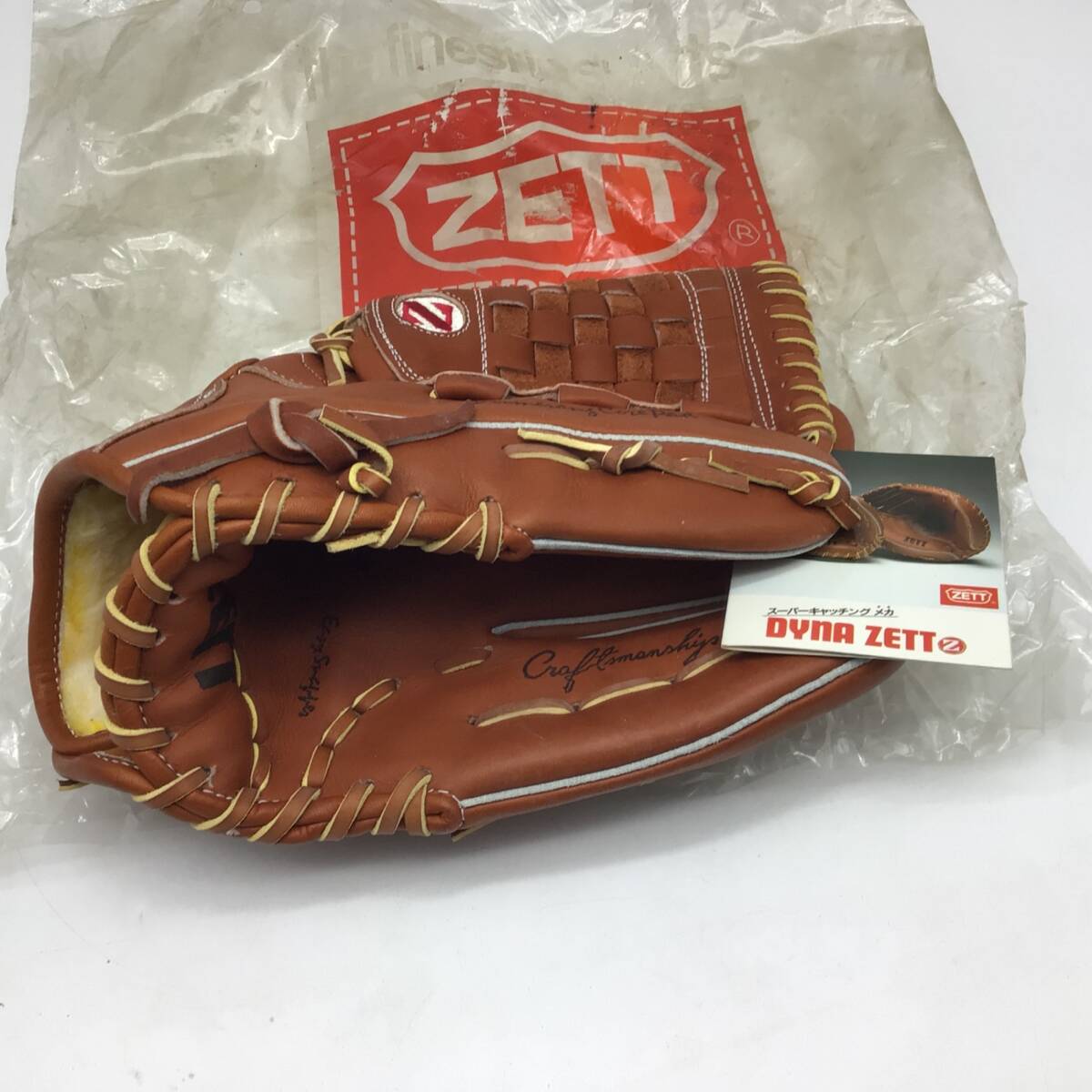 1413 ZETT ゼット 軟式用 グローブ 王冠ゼットラベル 投手用 DYNA ZETT 1980年初頭 当時物 デットストック 絶版 希少