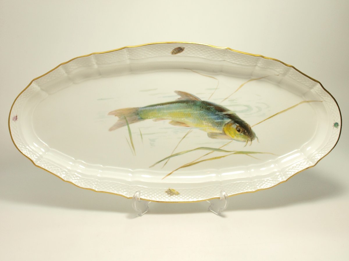 Meissen マイセン 自然主義 オーバル大皿 プラター 55cm 魚 Meissen マイセン 自然主義 オーバル大皿 プラター 55cm 魚