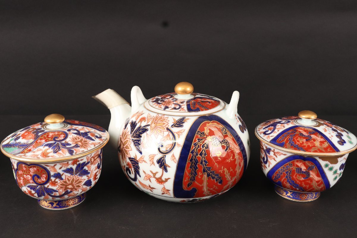 骨董品 古美術 中国 唐物 急須セット 松竹梅 鶴図 箱有 店じまい