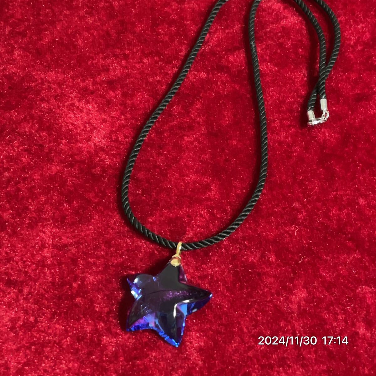K18 SV925 Baccarat バカラ 星 スター クリスタル ブルーカラー ペンダント ネックレス アクセサリー_画像1