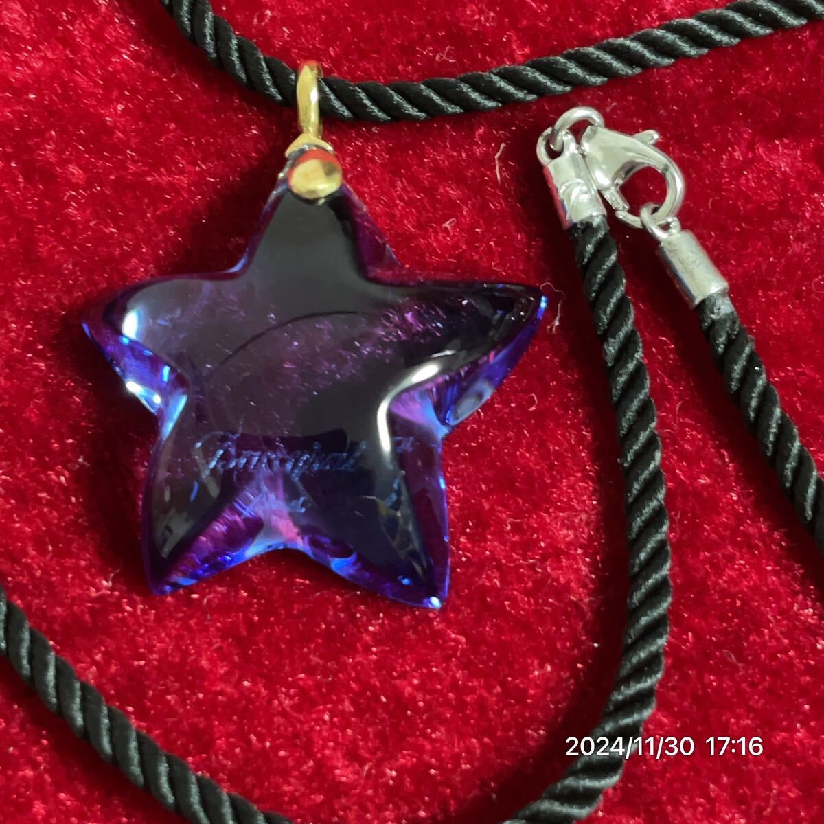 K18 SV925 Baccarat バカラ 星 スター クリスタル ブルーカラー ペンダント ネックレス アクセサリー_画像2