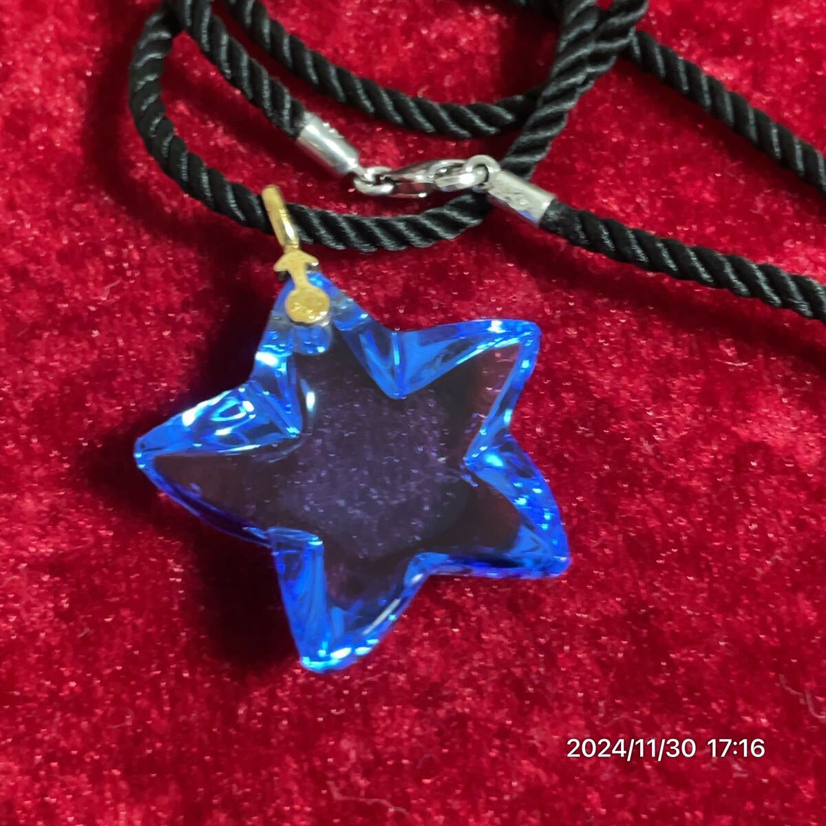 K18 SV925 Baccarat バカラ 星 スター クリスタル ブルーカラー ペンダント ネックレス アクセサリー_画像3
