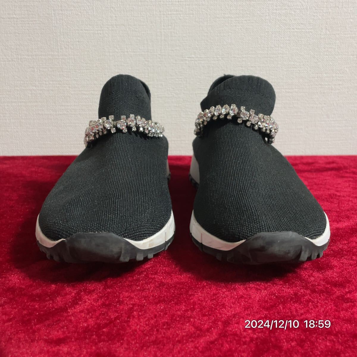 JIMMY CHOO Jimmy Choo crystal есть biju- черный цвет вязаный спортивные туфли обувь обувь 