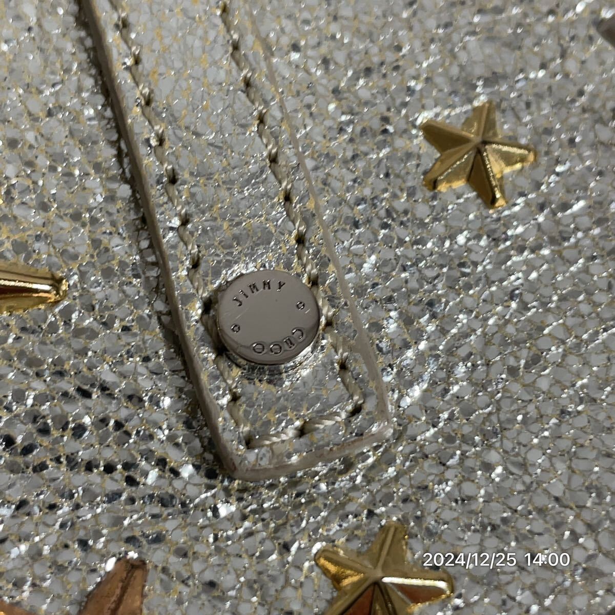  не использовался Jimmy Choo Jimmy Choo звезда заклепки серебряный цвет кожа кожа большая сумка сумка 