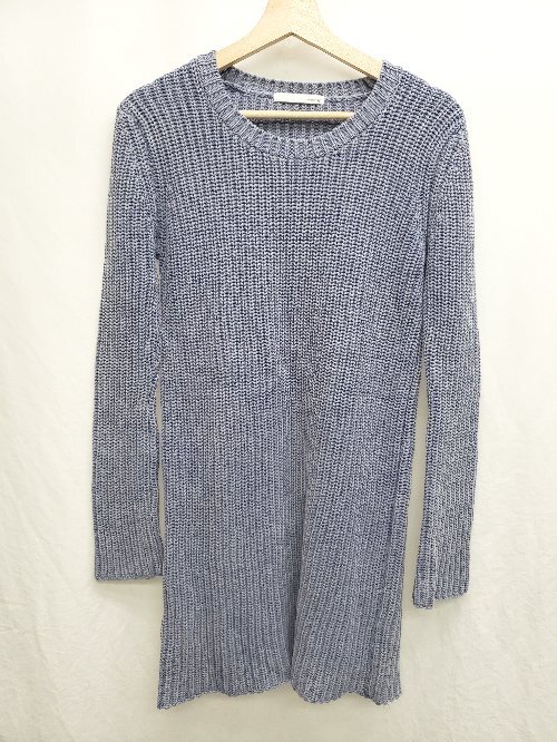 ◇ ⊇ MOUSSY マウジー ロング丈　コットン100% 長袖 ニット チュニック サイズF ブルー レディース P
