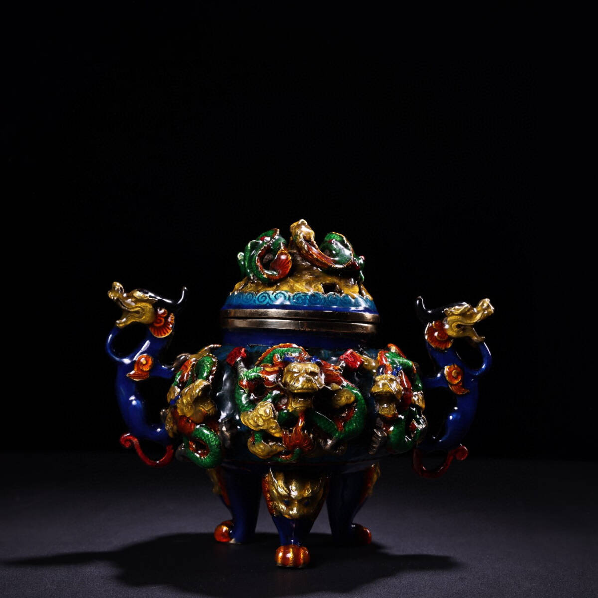 8750円 【超珍館蔵】銅製 景泰藍 琺瑯彩 九龍熏香炉 置物 古賞物 8750円 【超珍館蔵】銅製 景泰藍 琺瑯彩 九龍熏香炉 置物 古賞物