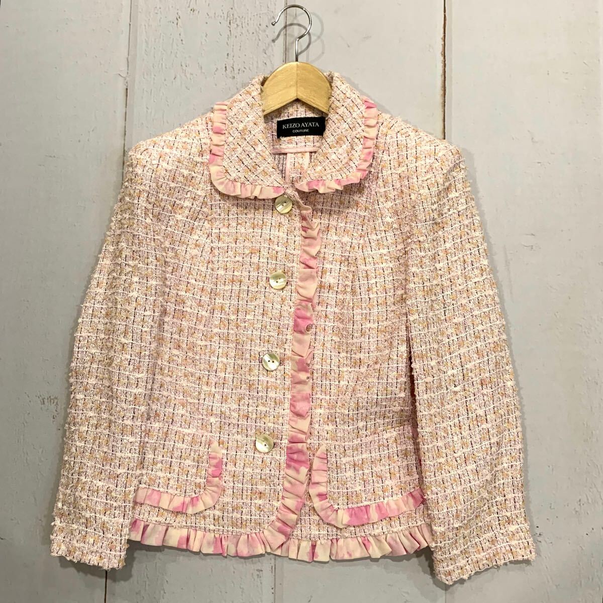 B ▼ 洗練されたデザイン!! '日本製' KEIZO AYATA COUTURE ケイゾー アヤタ ラメ ツイードジャケット レディース 婦人服 アウター