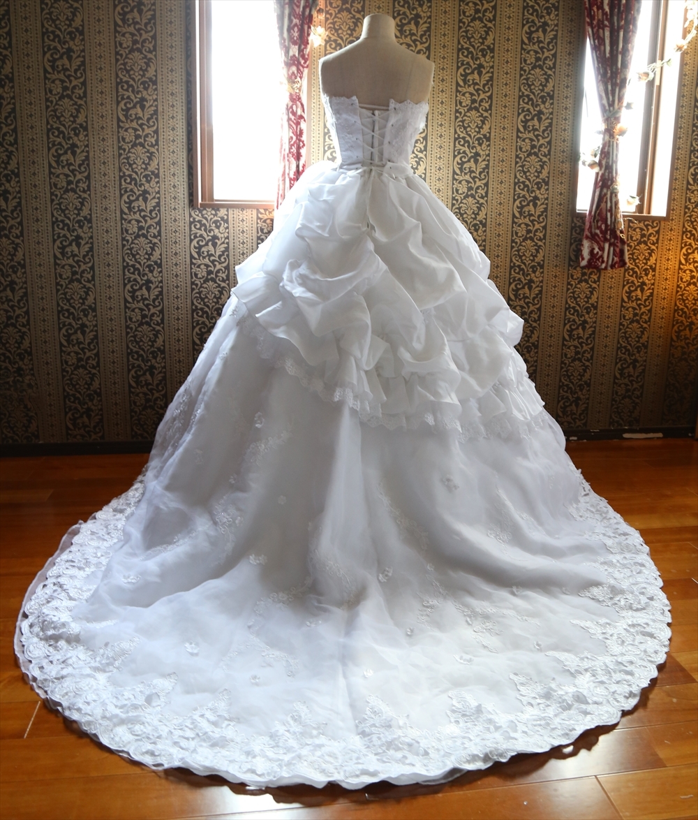 純白LoveryWedding高級ウエディングドレス5号7号9号XS~Mサイズ小さい 