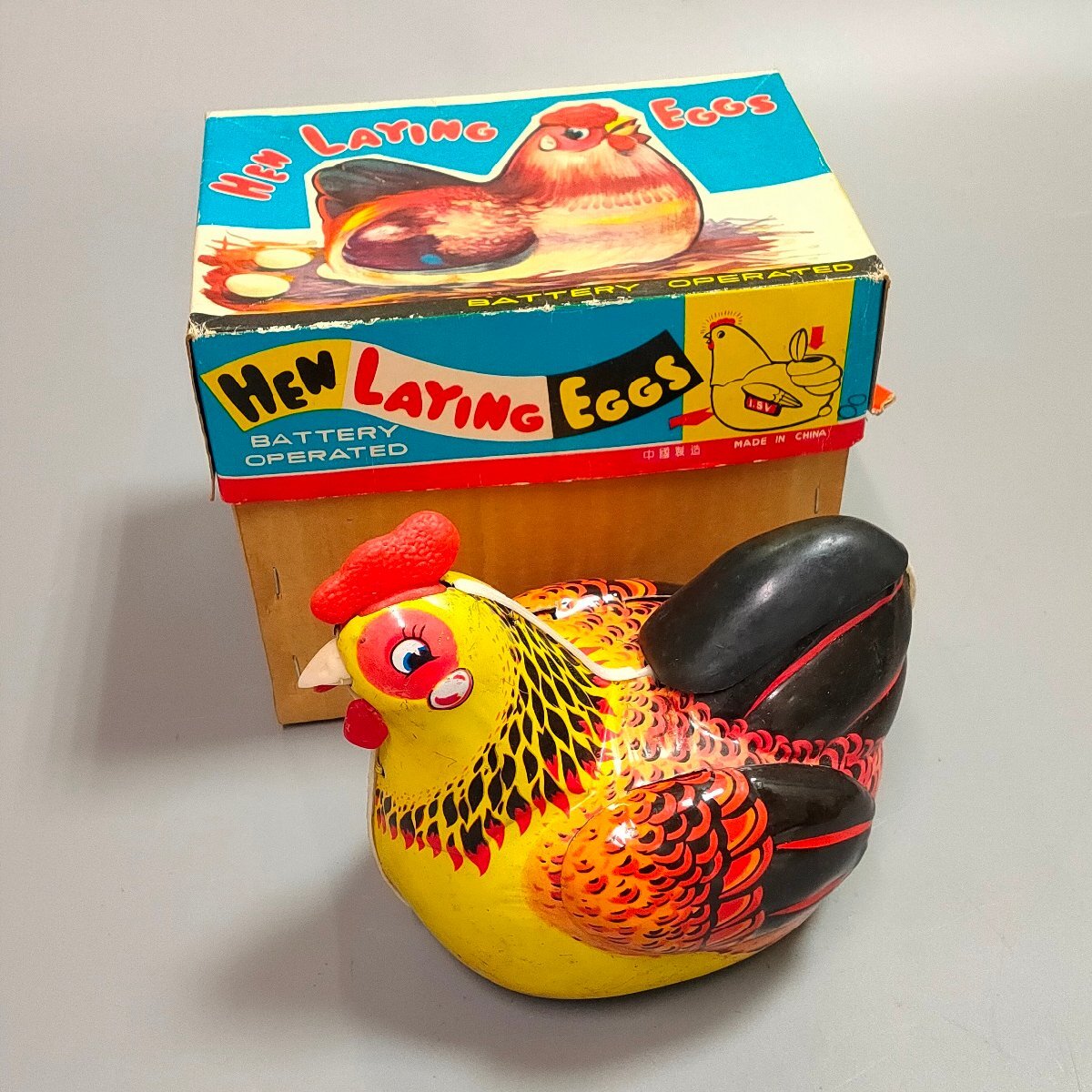 ブリキ たまごを産むニワトリ HEN LAYING EGGS 動作確認済 電池式 卵4個　1101010/SR18S