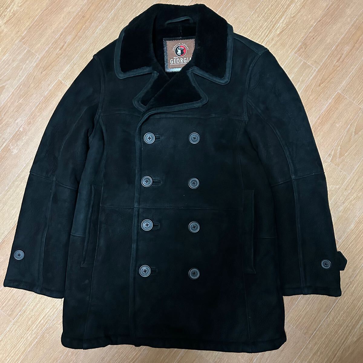 良品 GEORGIA ジョージア 懸賞品 本革 ムートン コート ブラック L 良品 GEORGIA ジョージア 懸賞品 本革 ムートン コート ブラック L