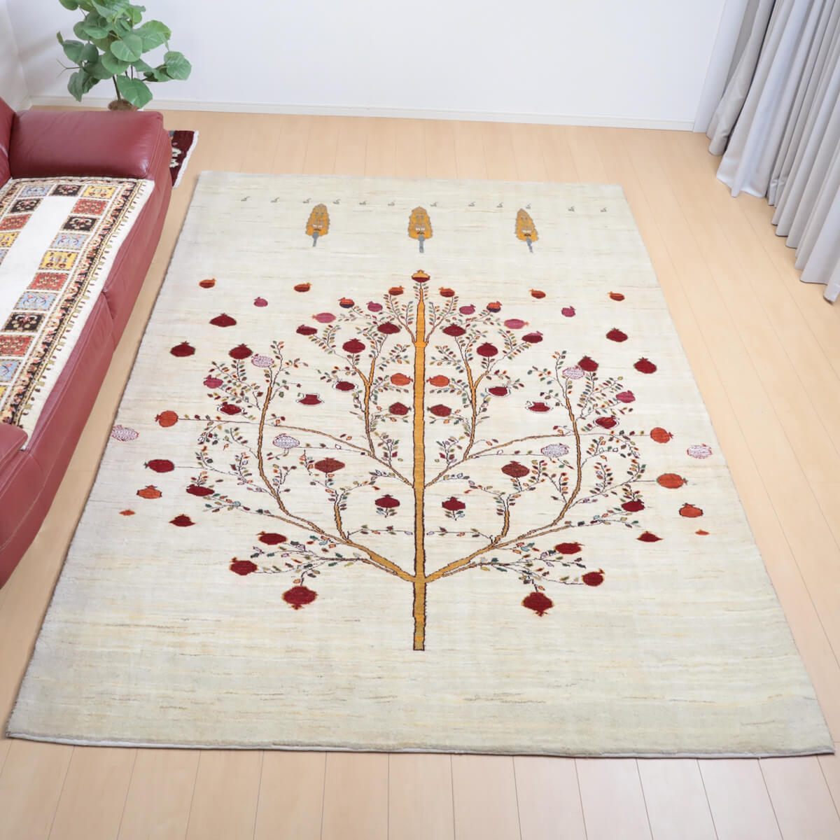 ギャッベ/ルリバフ 295×204cm イラン産 手織り リビング ウール ギャッベ/ルリバフ 295×204cm イラン産 手織り リビング ウール
