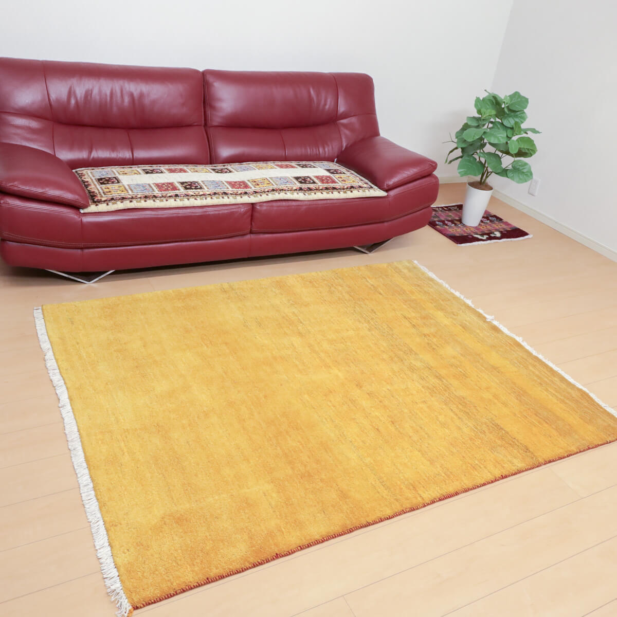 ギャッベ／カシュクリ 189×148cm イラン産 手織り リビング ウール ラグ ラグマット（HL-12421）