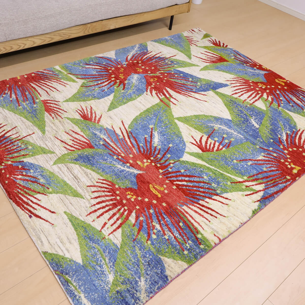 ギャッベ/ルリバフ 206×160cm イラン産 手織り リビング ウール ギャッベ/ルリバフ 206×160cm イラン産 手織り リビング ウール
