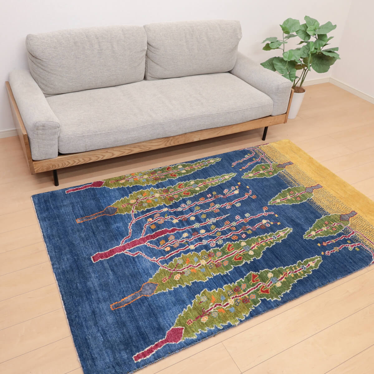 ギャッベ/ルリバフ 196×128cm イラン産 手織り リビング ウール ギャッベ/ルリバフ 196×128cm イラン産 手織り リビング ウール