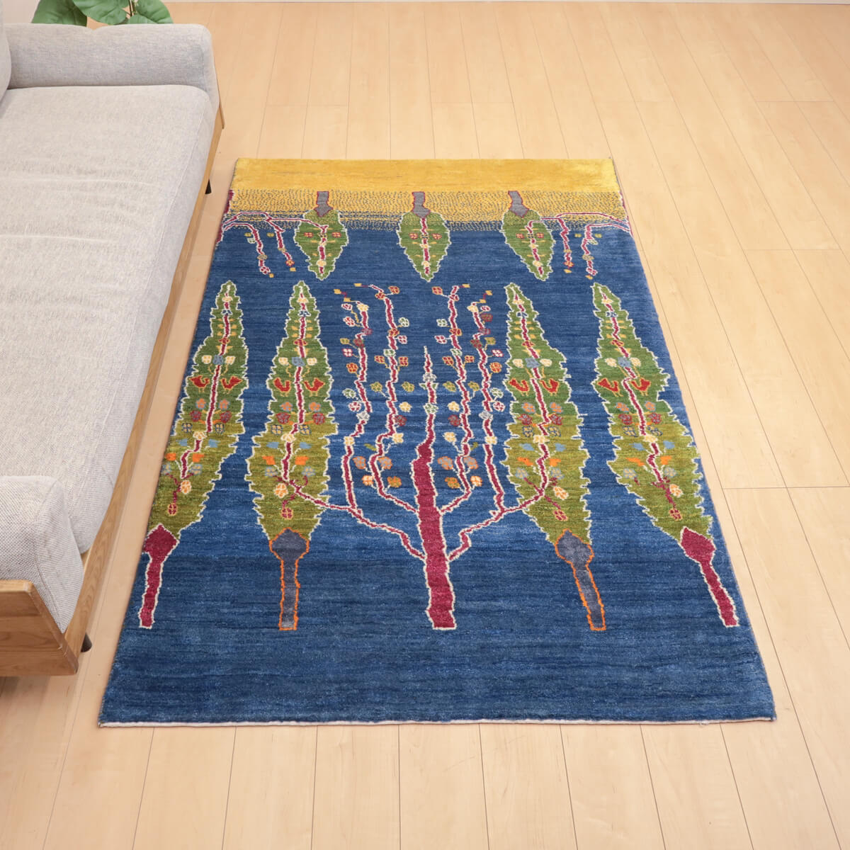 ギャッベ/ルリバフ 196×128cm イラン産 手織り リビング ウール ギャッベ/ルリバフ 196×128cm イラン産 手織り リビング ウール