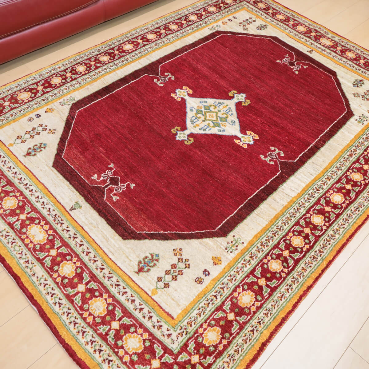 ギャッベ/ルリバフ 212×154cm イラン産 手織り リビング ウール ギャッベ/ルリバフ 212×154cm イラン産 手織り リビング ウール